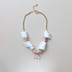 Refined and Playful Unique Necklace - featuring hand made porcelain charms and pink opal beads.