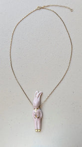 Bunny Rabbit Big Porcelain Charm - Whimsical and Unique Necklace