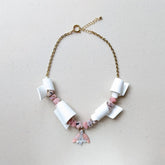Refined and Playful Unique Necklace - featuring hand made porcelain charms and pink opal beads.