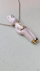 Bunny Rabbit Big Porcelain Charm - Whimsical and Unique Necklace