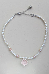 Perls and Blush Flower Necklace