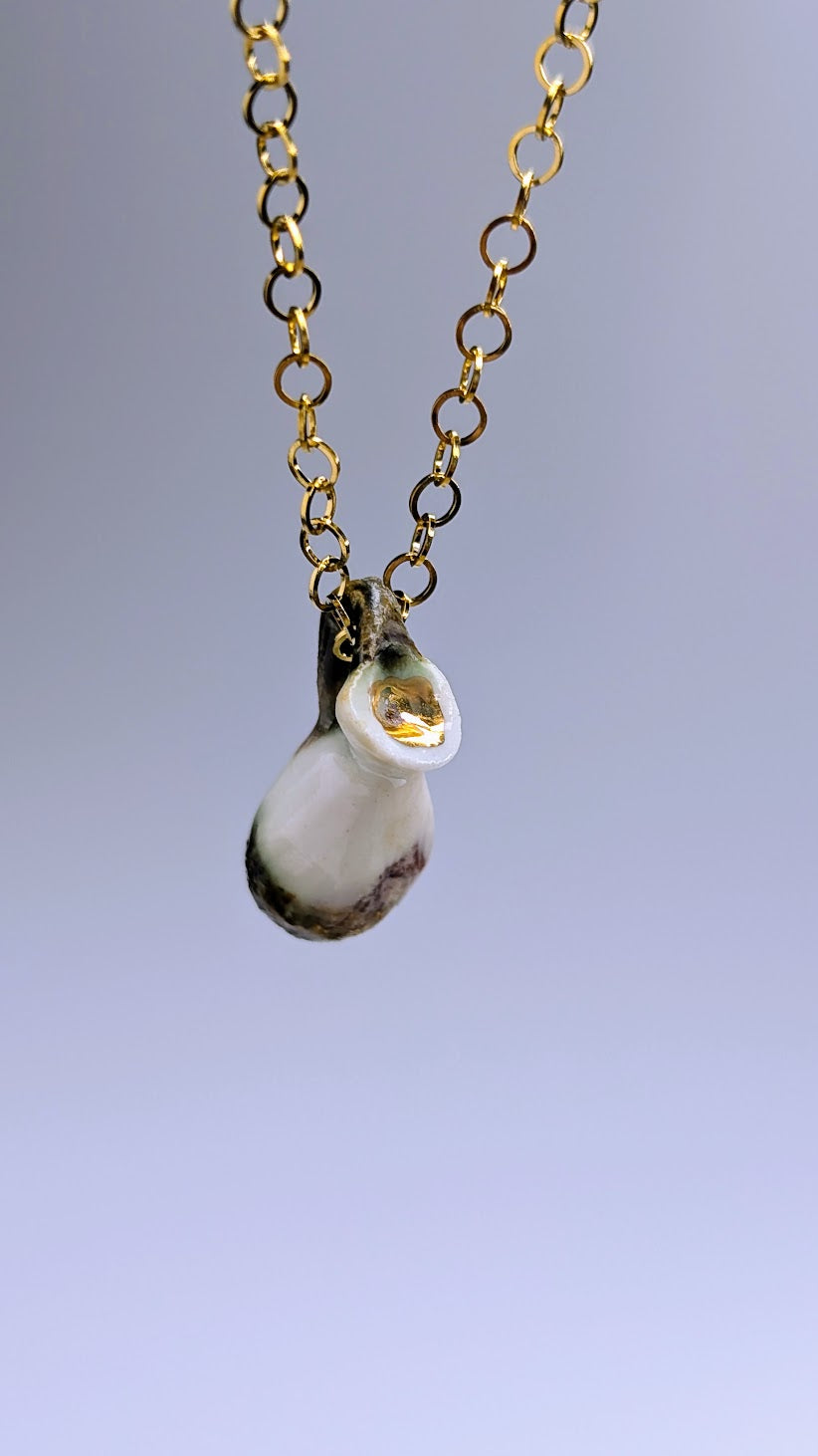 Jug in White and Brown with pink-green undertone