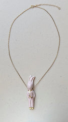 Bunny Rabbit Big Porcelain Charm - Whimsical and Unique Necklace