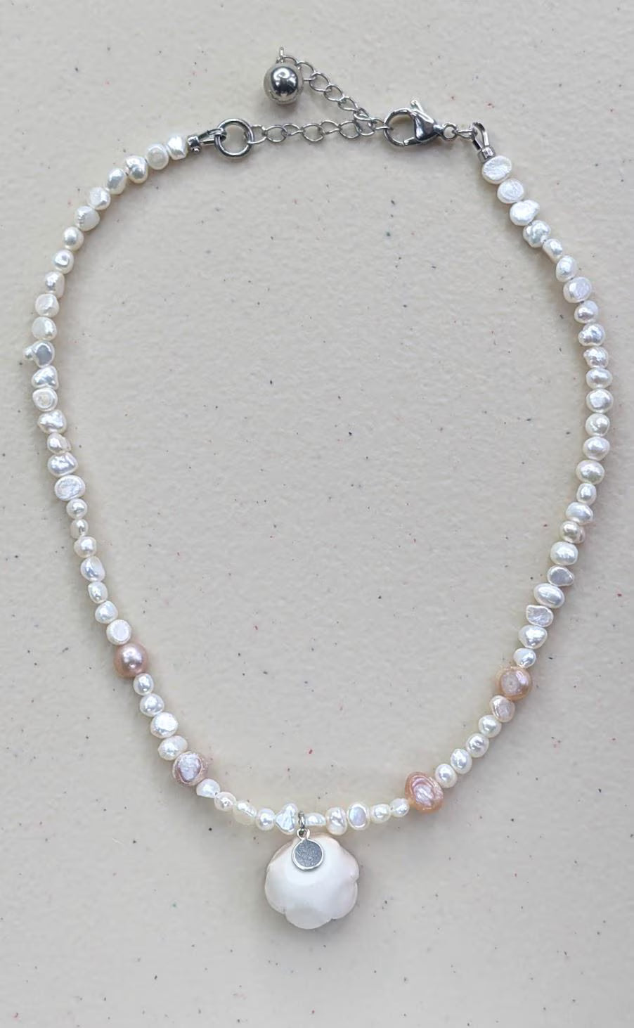 Perls and Blush Flower Necklace