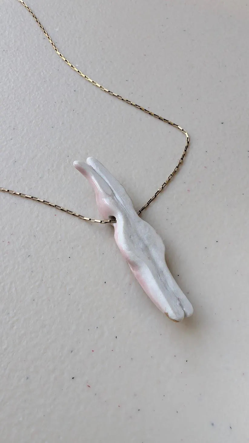 Bunny Rabbit Big Porcelain Charm - Whimsical and Unique Necklace
