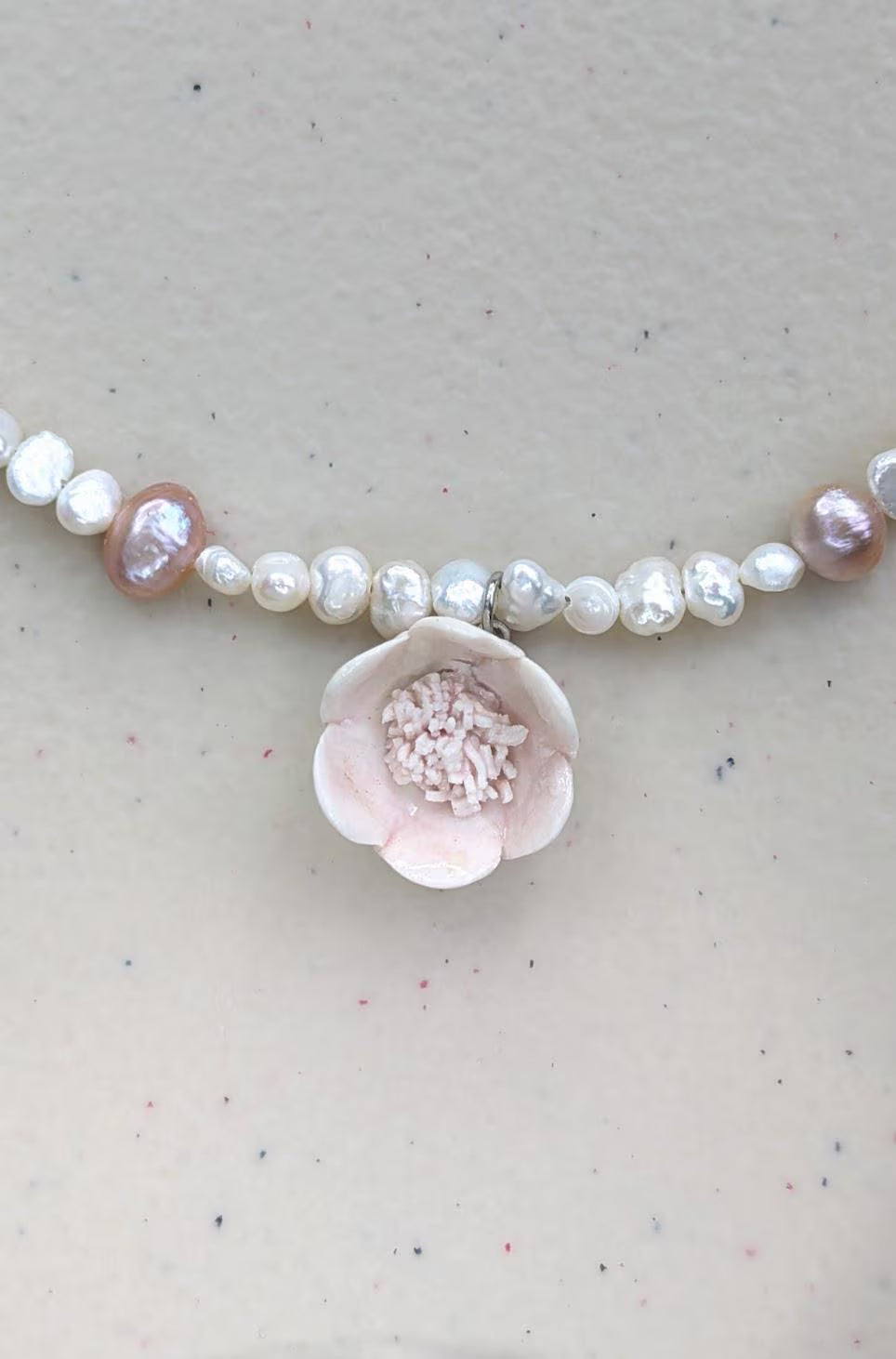 Perls and Blush Flower Necklace