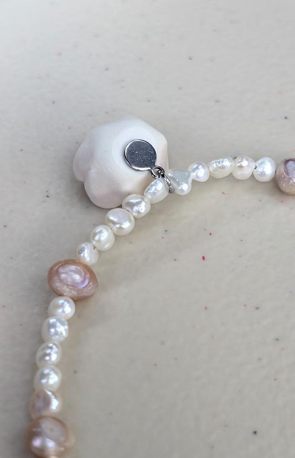 Perls and Blush Flower Necklace